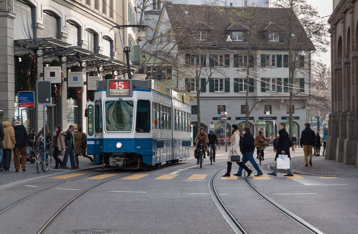 sprawling riverfront area and Tram view