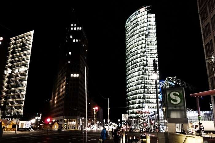 Skyline Night Capital Berlin Potsdam Place Germany