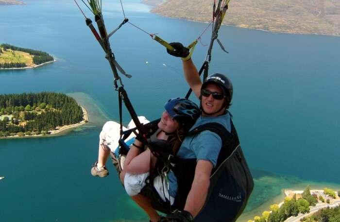 Paragliding in sky