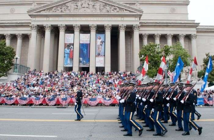 US soldiers doing parade view