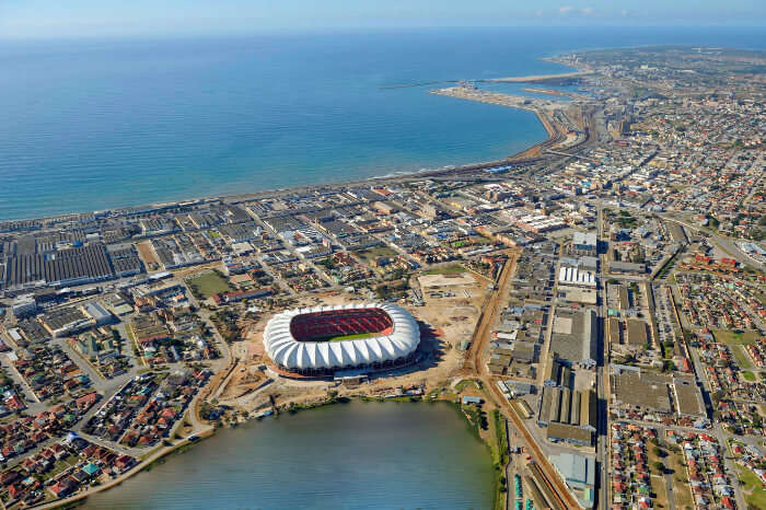 An aerial view of Port Elizabeth in South Africa