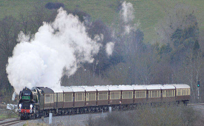 Train running on track