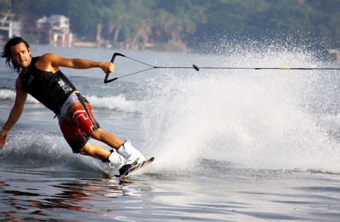 Wakeboarding in water