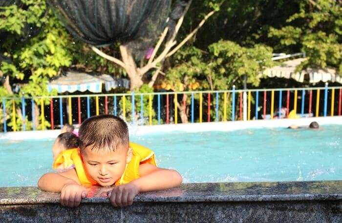 Child playing in water