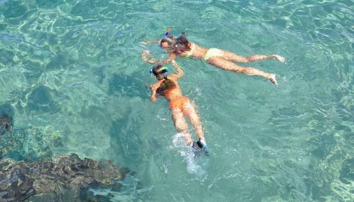 two women snorkeling