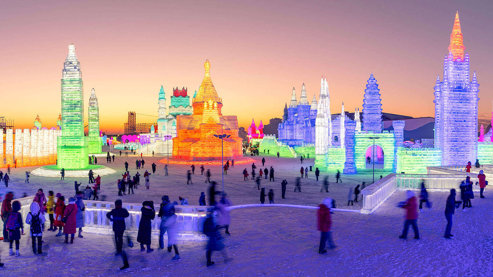 beautiful ice sculptures in Harbin