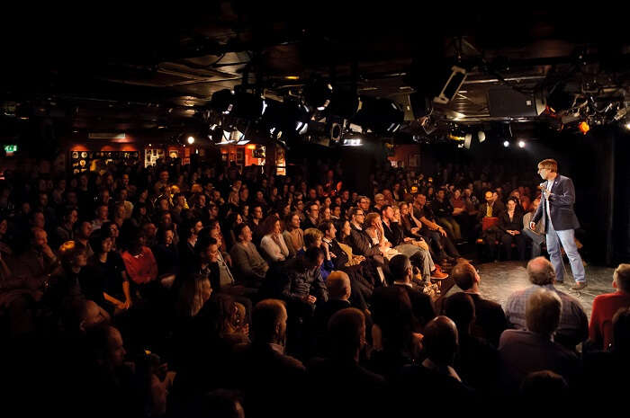 comedian interacting with the public