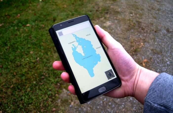 Smartphone with navigation map app