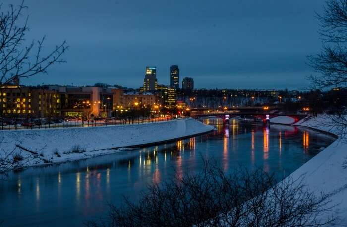 Vilnius’ snowy rooftop