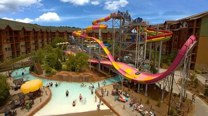 aerial view of the water park