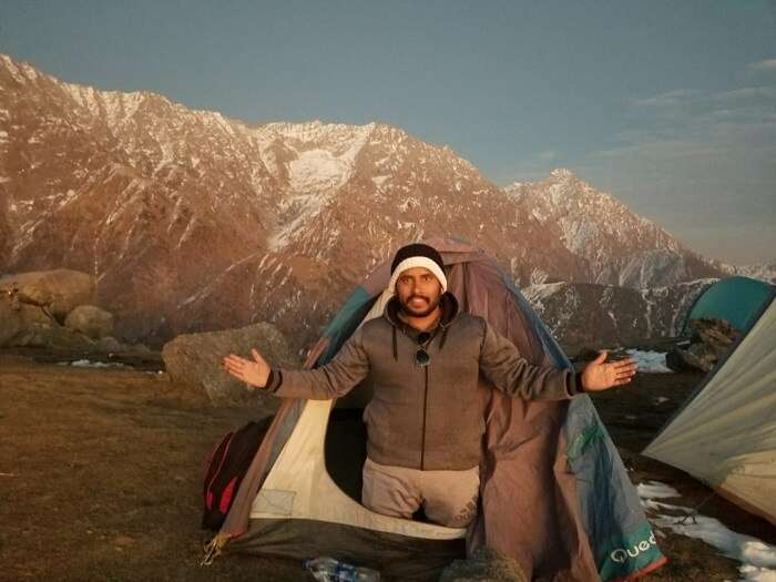 base camp on the peak of triund