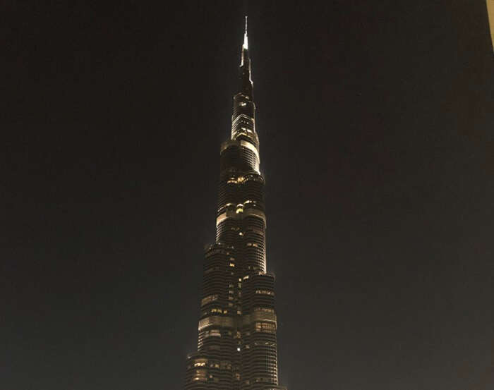 view of the Burj Khalifa in night