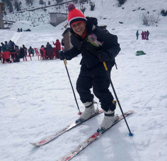 kid is enjoying ice skating