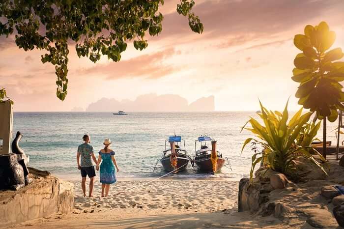 couple on phi phi island beach