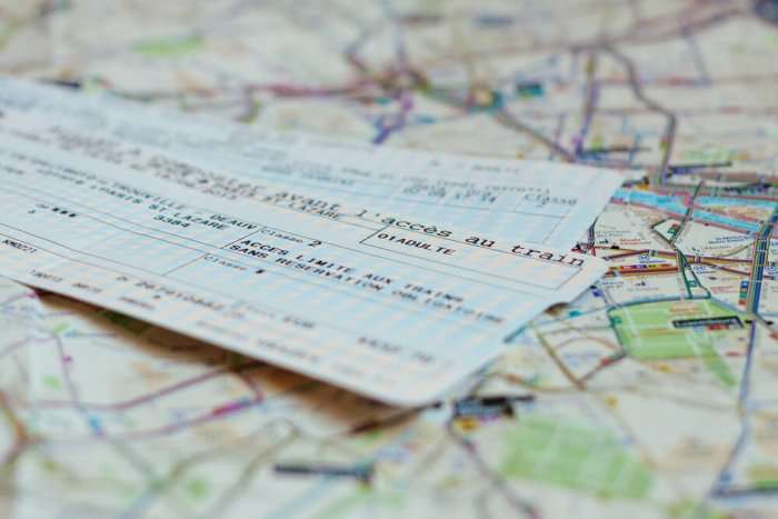train tickets on a map