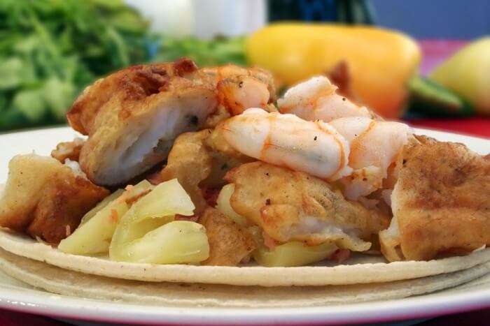 Meal Mix Plate Food Cuisine Fish Shrimp Taco