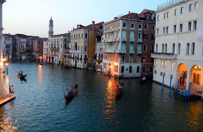 Grand Canal Gondolas Rialto Bridge Venice Italy