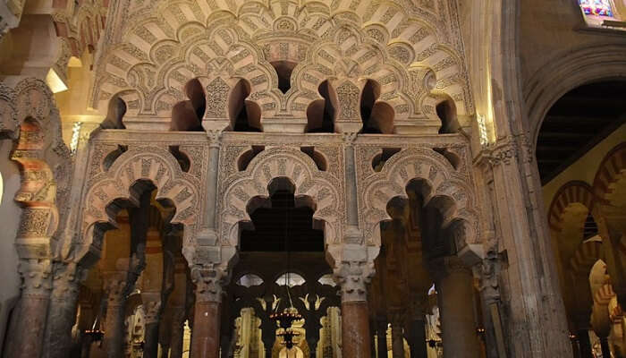 The Great Mosque Of Cordoba has the man made structures standing straight. 