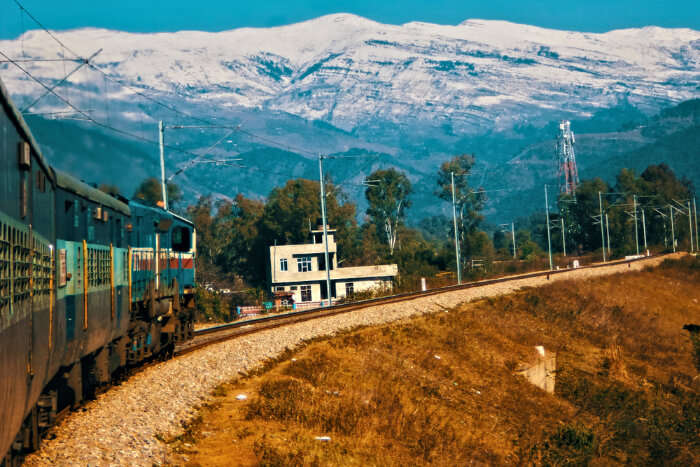 A train on the track in Jammu