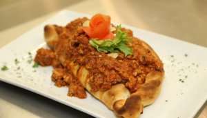 turkish dish served with amazing garnishing on plate