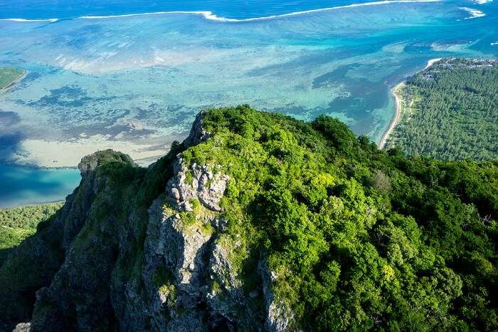 aerial view of Le Morne Brabant in Mauritius