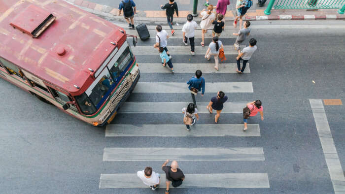 crossing the road