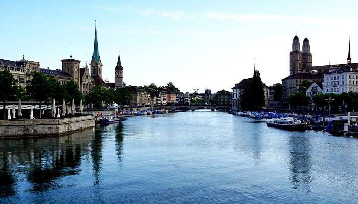 The view of Zurich, Switzerland in June