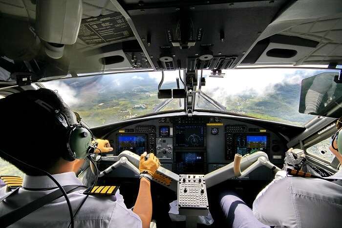 pilots in cockpit