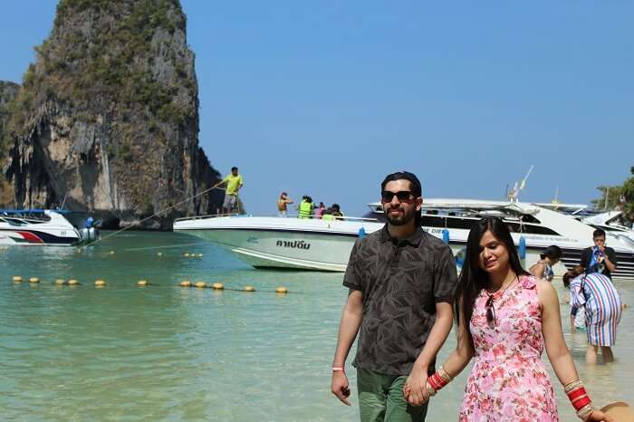 beach walk with partner