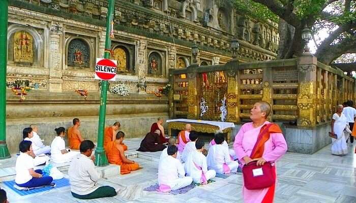 Meditating At Mahabodhi Temple Complex