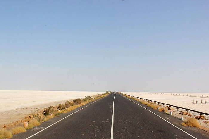 Road surrounded by Kutch scenery