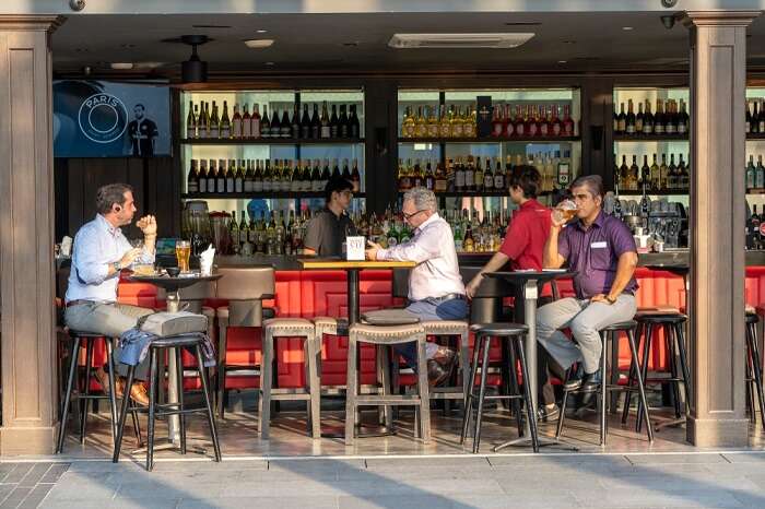 People drinking in a bar