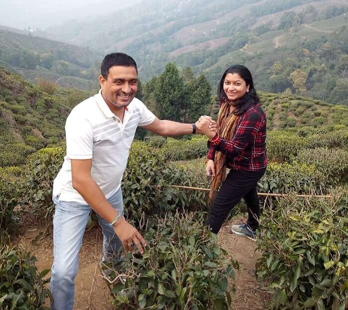 at the tea garden of the darjeeling