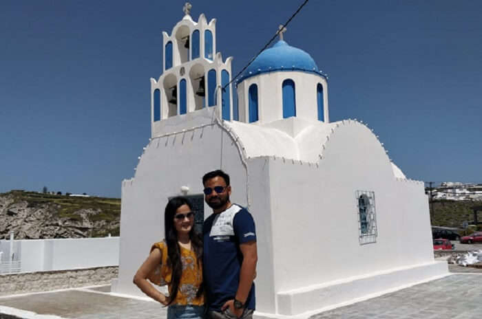 on a tour to Santorini Island