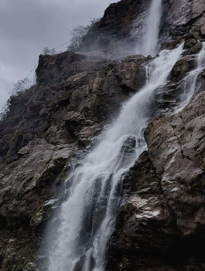 stopped by a waterfall