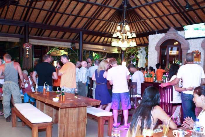 tourists partying in a bar