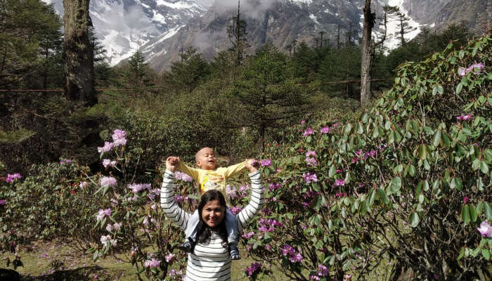 Shilpa in Sikkim with Kid