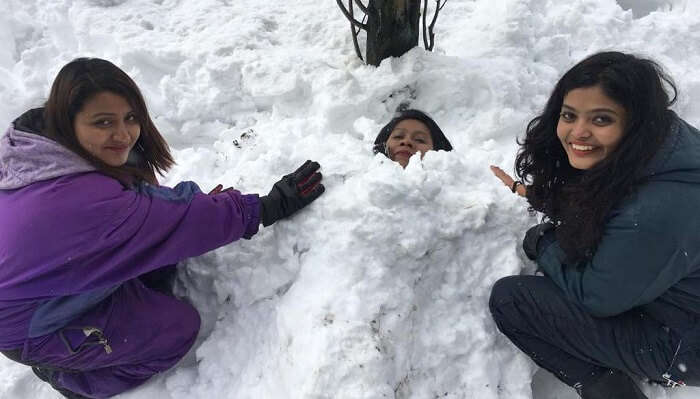 playing in the snow