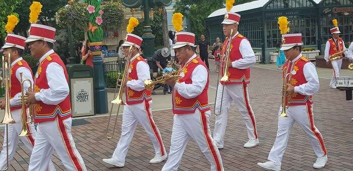 parade by soldiers of the place