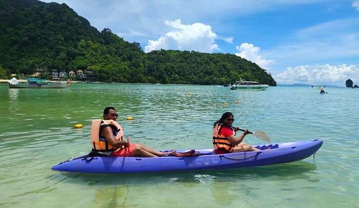 paddling up with partner