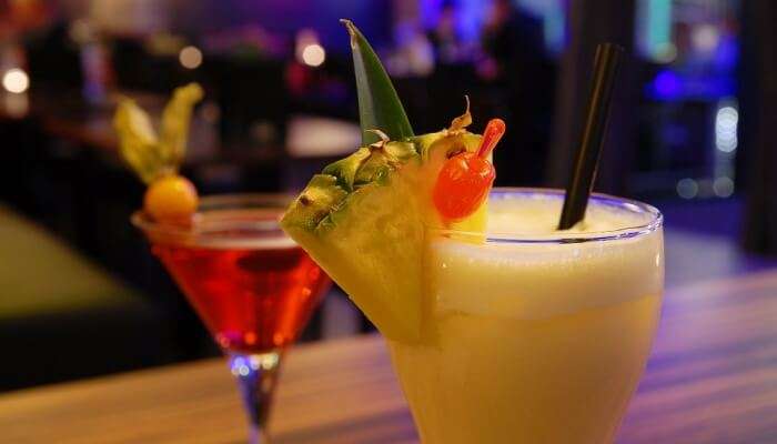 Cocktails served in a bar 