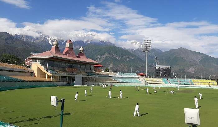 visited to cricket stadium in Dharamshala