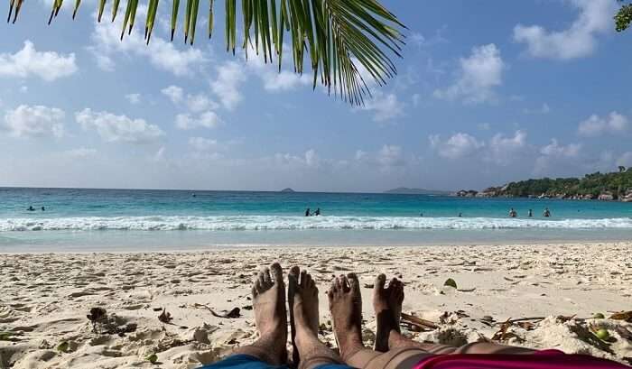 lying on the beach