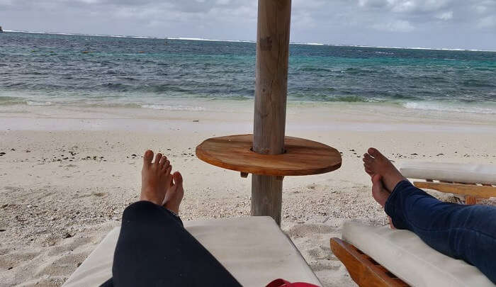 sitting on the beach