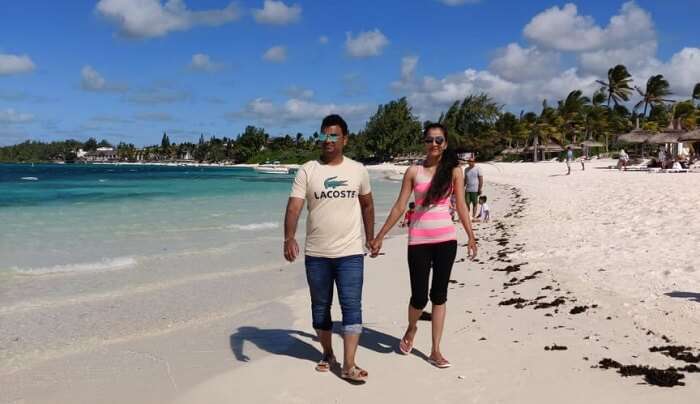 walking on the beach