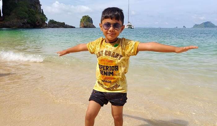 kid enjoying at Phra Nang Beach