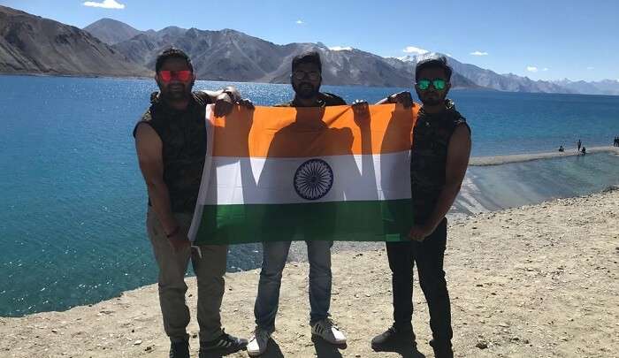 standing with indian flag