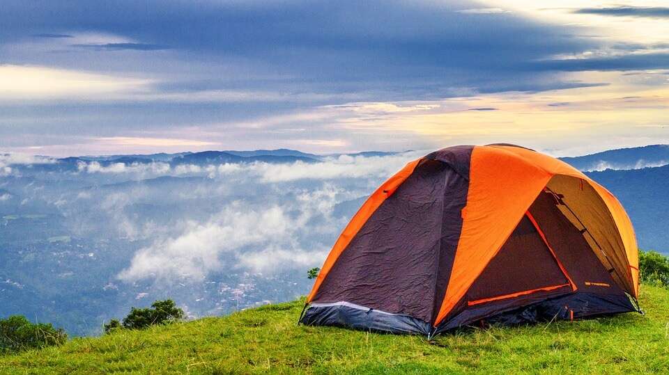 camping under beautiful sky