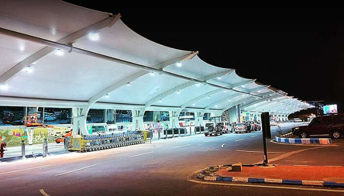 Airport Decorated with Lights