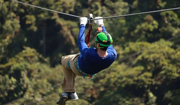 long twin zip over Kerwa Lake